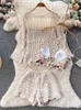Survêtements pour femmes SINGREINY Hook Beach Style Ensemble de trois pièces évider Cardigan Halter Camisole Short à jambe large Vacances Costumes tricotés 230324