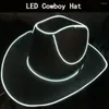 Basker Fantastiska ljus Led Cowboy Cowgirl Hat blinkande El Wire Lights Bride Christmass Wedding