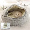 Kattbäddar hund säng varm sovande bo mjukt plysch husdjur pad djur fler storlek höst och vinter runda