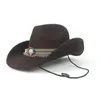 Cappelli larghi Brim Nake Wool Women Men Hollow Western Cowboy Cappello Roll-Up Gentleman Outblack Sombrero Hombre Jazz Cap Wind Rope Times 56-58 cm