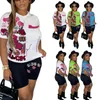 2023女性ファッション印刷トラックスーツカジュアル2ピースセット半袖Tシャツショーツ衣装夏ジョギングスーツスポーツウェア