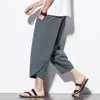 Men's Pants Summr Chinese Style Cotton Linen Harem Streetwear Breathable Beach Male Casual CalfLenght Trousers 230324