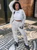 Kobiety damskie Plus Size Spodnie LW Bluza Bawełna 2pc Autumn Broken Heart Zipper Under Dripstring Tracksuit Kurtki z kapturem 230324