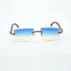 Blue Bouquet Diamond Eyewear Frames 3524031 Óculos de sol com pernas de madeira originais e lente cortada de 57 mm