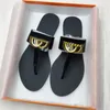 Slippers Big Summer Rubber bottom women shoe beach Slides letter Flat slipper shoes Metal button sandals Lazy lady Loafers Flip flops