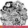 100 PCS Cool Waterproof Black And White Punk Anime Sticker for Adults to DIY Water Bottle Phone Case Laptop Scrapbook Guitar Bike 322y
