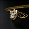 Anhänger Halsketten 2023 Mode Gold Farbe Leopard Kopf Halskette Für Frauen Männer Luxus Zirkonia Schmuck Weibliche Accessoires