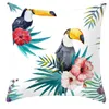 Pillow Parrot Bird Blue Green Yellow Bed Cover Vintage Tropical Plant Floral Home Couch Decorative Case Sofa Car