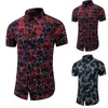 Hommes t-shirts coton t-shirt été hommes mince impression à manches courtes chemise mode décontracté plage Polyester Floral longue Blouse