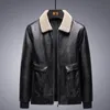 Men's Leather Faux Classic Retro Warm Fleece Bomber Jacket High Qualit Zipper Plus Size Fur for Men 230324