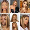 Brazilian Bob Highlight Wigs 4/27 Colored Straight Lace short Human Hair Wigs For Black Women Synthetic Lace Front Wigs