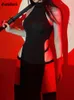 Этническая одежда Гот темный косплей высокий сплит с сексуальные платья без рукавов готическая талия y2k Слим -женские платье Harajuku Летняя ночная одежда 230324