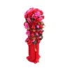Party Decor Pillars Iron Stand With Stain Cloth Artificial Rose Flower Roman Column For Wedding Decoration Guide Shooting Props