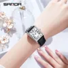 WORDEN WAARDEN Sanda rechthoekige polshorloges voor vrouwen Silver Case Ladies Watches Luxury Brand Lederen Band Quartz Clock Zegarek Damski 1108 230324