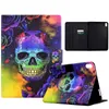 Skull Tiger Flower Leather Wallet Tablet Case for iPad Mini 6 1 2 3 4 5 7.9 8.3インチバタフライジャイラフ織り葉のフローラルクレジットIDカードスロットホルダースタンドポーチ