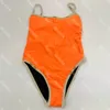 Maillot de bain une pièce orange classique Bikini taille haute pour femmes mode maillot de bain femme Bikinis de plage avec sangle à carreaux