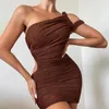 Casual Dresses Women Dress One-Shulder Backless Hollow Out Pattern Clark Fashion Sexy Party Club Summer 2023