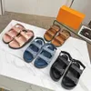 Tasarımcı Kadın Sandalet PASEO COMFORT Düz Ayakkabı Toka Deri Sandalet Lüks Ayakkabı Platform Ayakkabı Loafer Kot Mavi Slaytlar Ile Kutu