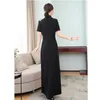 Ethnic Clothing Chinese Evening Dresses Black Improve Qipao Women Fashion Modern Long Cheongsam Slim Vintage Elegant Party For