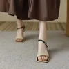 Nxy sandalen zomer dames sandalen kleur matching square toe buckle midden blok hiel vrouwtjes slippers mode hoogwaardige gezellige dame schoen 230322