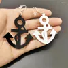 Bengelen oorbellen zwart witte boot anker drop voor vrouwelijke trendy meisjes schattige acryl -sieraden accessoires