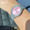 Damenuhren MISSFOX Pinke Damenuhr, luxuriös, kleines Zifferblatt, elegante Quarzuhren für Damen, eisiger Look, Partyschmuck, Mini-Babe-So-Cute-Armuhr 230324