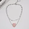 Chains Lucky-Star Choker Necklace Heart Pendant Layered-Necklace Delicate Spike-Choker