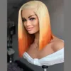 Brasileño Ombre Dos Tonos 613 Rubio Naranja Color Corto Corte Bob Pelucas Para Mujeres Peluca Sintética Recta Del Frente Del Cordón