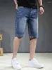 Pantalones cortos para hombre Marca de moda para hombre Mezclilla delgada Verano Casual Suelto Estiramiento Cinco puntos Jeans Color claro XL 42 44 46