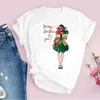 Женские футболки Tees for Women Print Plead Tree 2023 год праздник счастливого рождественской одежды Lady Tops одежда женская рубашка Графическая футболка
