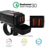 Nouveau 1 pc moto véhicule monté chargeur étanche USB adaptateur 12 V téléphone double Charge rapide 3.0 voltmètre ON OFF interrupteur moteur accessoire