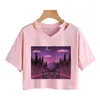 T-shirt pour femme Vêtements gothiques Imprimé dessin animé japonais Taille T-shirt Vintage Punk Crop top Harajuku Tee-shirt à manches courtes Streetwear ample 230323