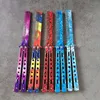 Couteau à mouche à beurre en acier inoxydable, 14 couleurs, peigne CSGO Balisong Trainer, couteaux d'entraînement de poche, outil d'entraînement pour les jeux de plein air, lame non coupée