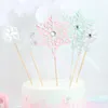 Świąteczne zapasy 6pcs Płatki śniegu Dekor Decor Pink Happy Birthday Party Cake Dekoracja Niebieska na wesele