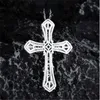 Vintage Lab Sapphire Diamond Cross Pendant Real 925 Sterling Silver Party Wedding Pendants Chocker Necklace For Women Jewelry