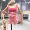 الفساتين غير الرسمية الدنيم حللا الدنيم زرة قصيرة للنساء الموضة rompers bodysuit كبيرة القطن playsuits roupas أنثى الوردي رومبير 230324