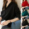 Women's Blouses dames shirts dames kantoorknop tops 2023 vrouwelijke blouse mode lange mouw casual zwarte turn down kraag ol