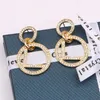 23SS 20 Style Karışık Stil Marka Tasarımcı Letters Stud 18k Altın Kaplama 925 Silver Circle Kadın Kristal Küpe Partisi Jewerlry