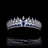 Clipes de cabelo barrettes ymor fantástico royal azul -nupcial cristais de zirconia princesa acessórios de casamento banda de noivas coroa tiaras