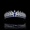 Hair Clips & Barrettes Ymor Fantastic Royal Blue Bridal Headwear Crystals Zirconia Princess Wedding Accessories Band Brides Crown Tiaras