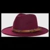 Stingy Brim Hats Wide Brim Big Wool Fedora Hat For Women With Leather Ribbon Gentleman Elegant Lady British Style Jazz Church Panama Hat Men 230324