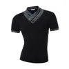 Hommes t-shirts marque chemise 2023 été solide mode col en v à manches courtes t-shirts mâle décontracté T-Shirt Slim hauts DD03