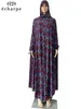 Ethnic Clothing Ramadan Muslim Women Prayer Garment Floral Prints Hooded Dress Islam Gown Plus Size Long Saudi Africa Robe 230324