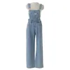 Kobiety kombinezonki rompers vintage dżinsowe kombinezony kobiety Summer Korean Style Spodnie luźne szerokie nogi kombinezony swobodne dżinsy w rozmiarze plus size 230323