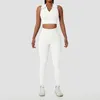 Набор йоги набор 2PCS High Leggings Sports Vest Late Lapel Бесплатная одежда для тренажерного спорт