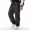 Мужские джинсы плюс размер талия 3046 дюймов скейтборд Wideleg Свободный хип -хоп вышитый цветочные крылья мужские джинсовые брюки 230322