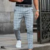 Мужские штаны мужская уличная одежда пробегает карандашные пледы, мужчины бизнес -брюки винтажные тонкие стиль прямые длинные брюки Pantalon Homme 230324