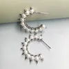 Stud Gothic Punk Rivet Pearl Stud C Shap Earring For Women Luxury Quality Jewelry Personity Trend Danger Tribe Girls Gift 230324