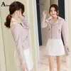 Women's Jacket Cute Faux Pu Leather Girls Black Pink Spring Outerwear Pockets Zipper Office Lady Coat Slim Biker s 230324