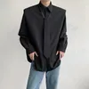 Heren-jurk shirts zwart wit stropdas shirt mannen mode sociale heren Koreaans losse casual lange mouwen schouderkussen formeel